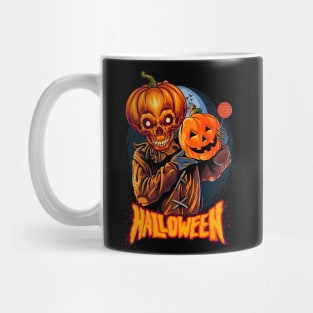 Halloween monster carrying pumpkin Mug